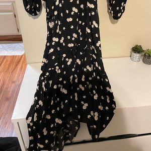 Carly Jean Los Angeles black floral high to low dress